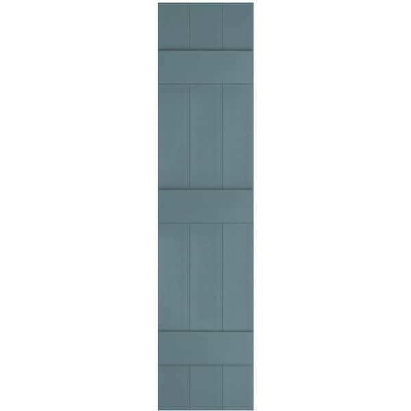 Ekena Millwork 10-1/2 in. x 56 in. Lifetime Vinyl Custom Three Board Joined Board and Batten Shutters Pair Wedgewood Blue