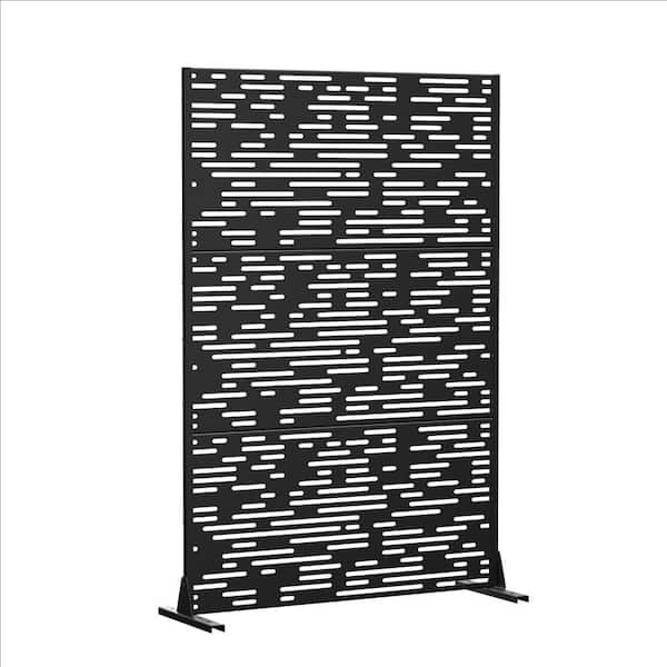 Outdoor Privacy Fence 47 in. L x 16 in. W x 72 in. H Black Galvanized Steel Garden Privacy Screen