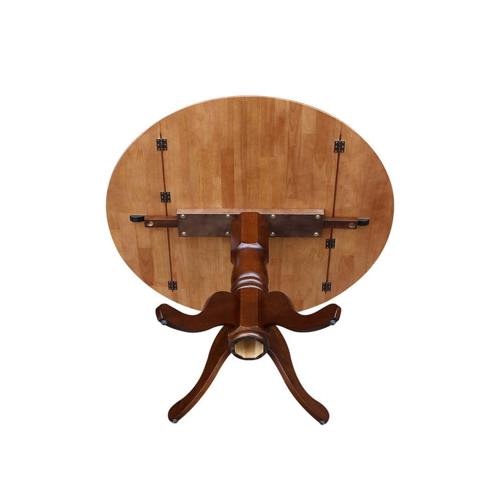 Cottage Charm Espresso Extendable Round Wood Dining Table