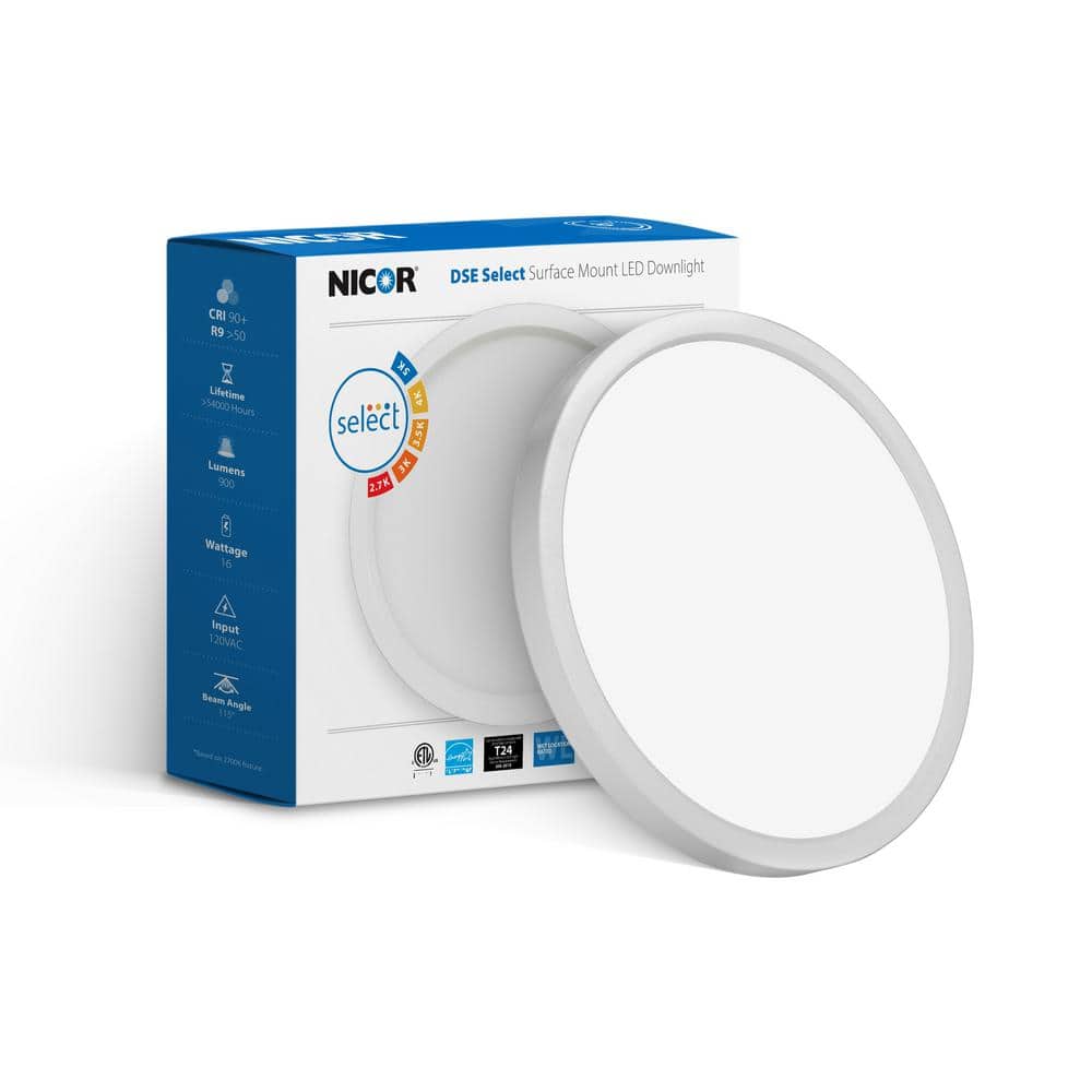 8-Inch White Round Selectable LED Surface Mount Downlight