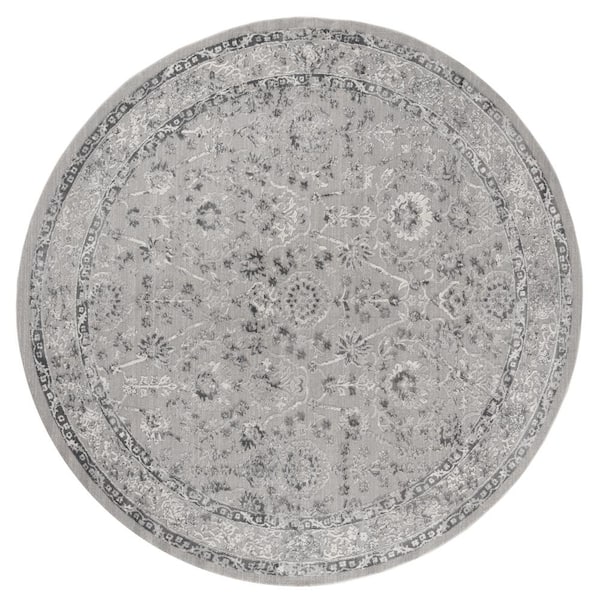 Cascades Shasta Grey 7 ft. 10 in. x 7 ft. 10 in. Round Rug
