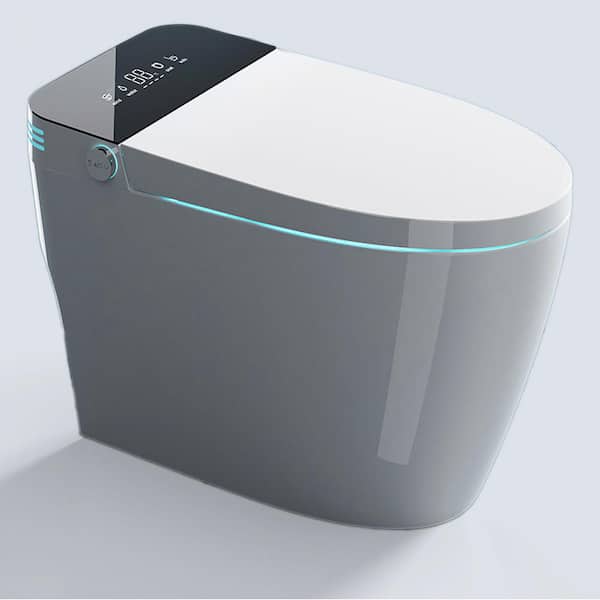 Aoibox 1-Piece Tankless 1.28 GPF Single Flush Elongated Smart Toilet in White with Heated Bidet Seat, Dryer and Warm Water