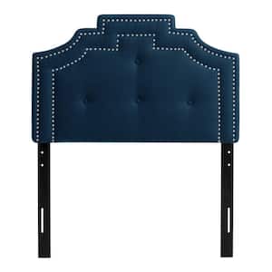 Aspen Navy-Blue Crown Silhouette Single/Twin Headboard with Button Tufting