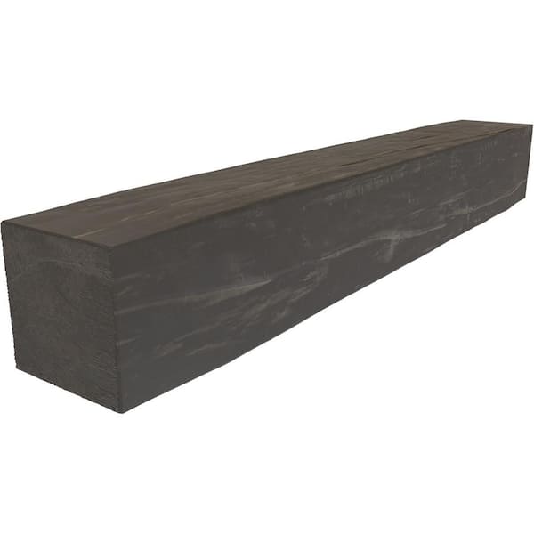 Ekena Millwork 8 in. x 12 in. x 5 ft. Riverwood Faux Wood Fireplace Mantel Aged Cedar