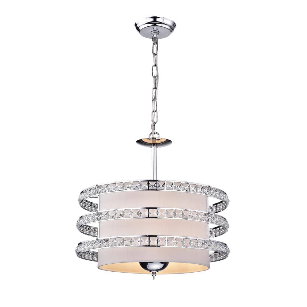 Chrome Drum Mid Century Modern Crystal Chandelier