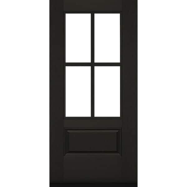 36 in. x 80 in. Regency Universal 3/4L 4SDL Clear Glass 2-Tone Onyx/White Fiberglass Front Door Slab