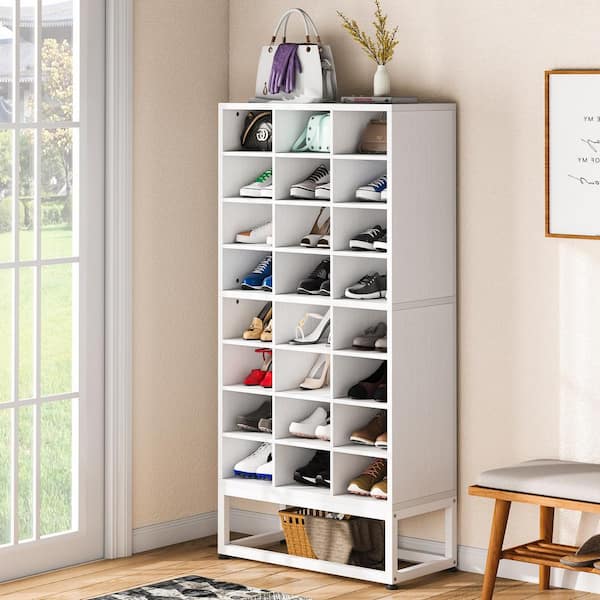 BYBLIGHT 55 in. H x 25 in. W White 24-Pairs Shoe Storage Cabinet, 8-Tier Shoe  Rack BB-XK00039GX - The Home Depot