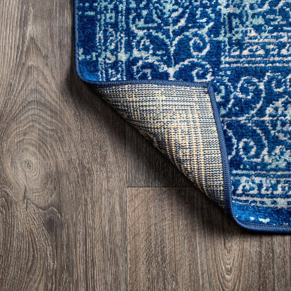 Azul Filigree Blue and White Synthetic Area Rug
