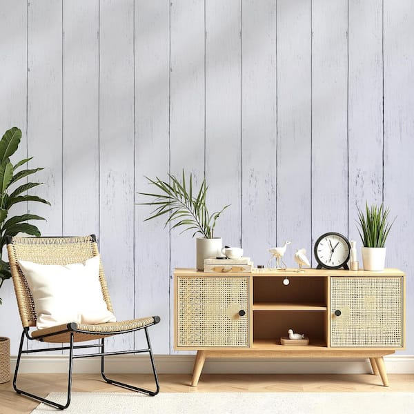 Peel and Stick Wallpaper, 17.7x472.4in. White Wood Texture Waterproof Self Adhesive Contact Paper, Easy-Clean Vinyl Roll