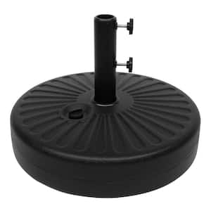 20 in. Round Plastic Water Injection Base Patio Umbrella Base in Black