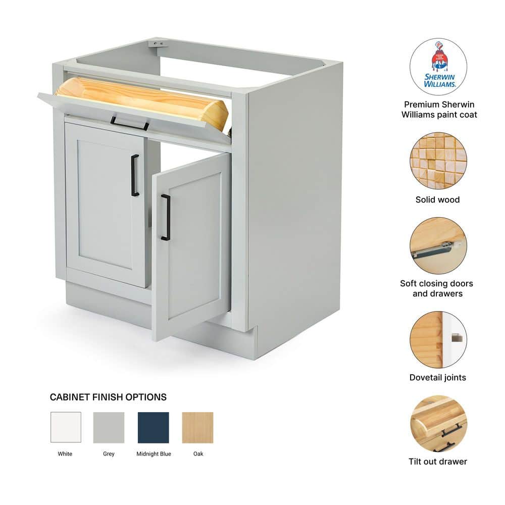 Hepburn 30" Gray Hardwood Single Freestanding Vanity Cabinet