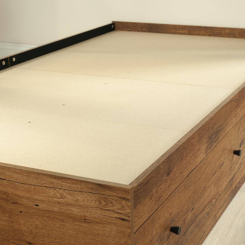 Vintage Oak Twin Captain's Bed with Storage Drawers