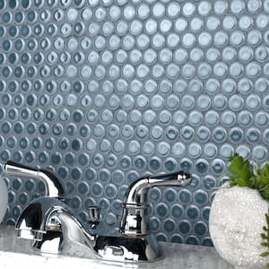 Hudson Penny Round Storm Grey 12 in. x 12-5/8 in. Porcelain Mosaic Tile (10.7 sq. ft./Case)