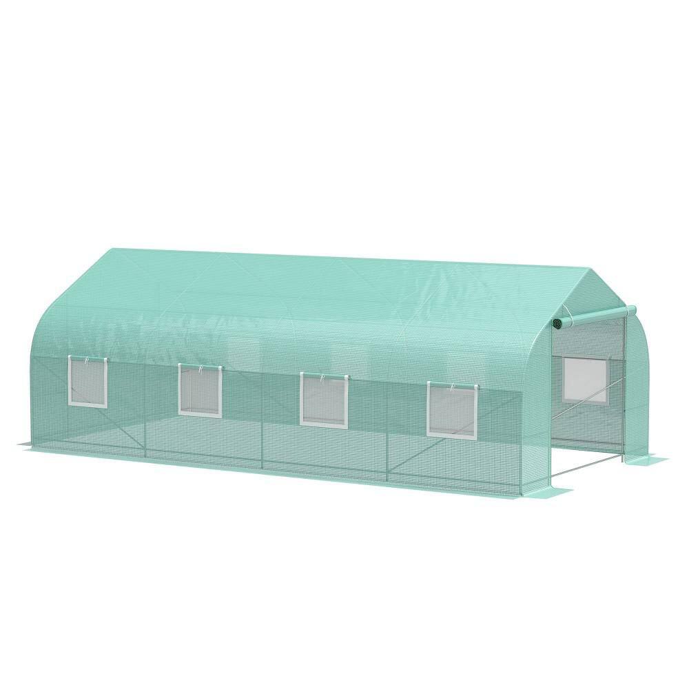 19.5 ft. W x 9.8 ft. D x 6.9 ft. H Walk-in Tunnel Greenhouse with Roll-up Windows, Zippered Door, PE Cover-Green price history on PriceWatchPro
