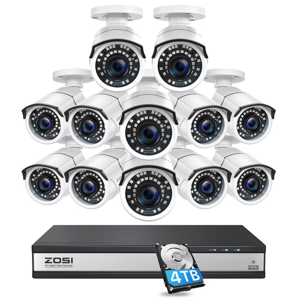 ZOSI H.265 Plus 16-Channel 5MP-Lite 4TB DVR Security Camera System