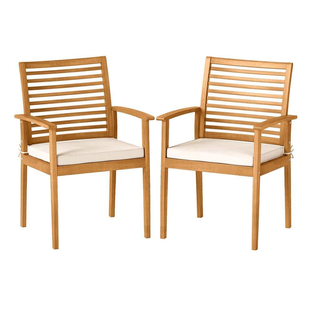 Outdoor Patio Dining Chairs Set of 2 with Removable Padded Cushion and Slatted Backrest-Beige price history on PriceWatchPro