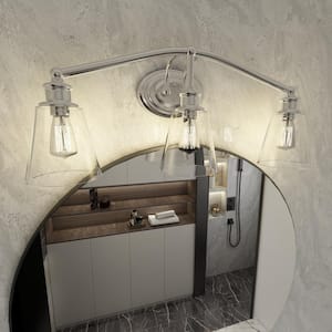 3-Light Brushed Nickel Vanity Light with Bathroom Set