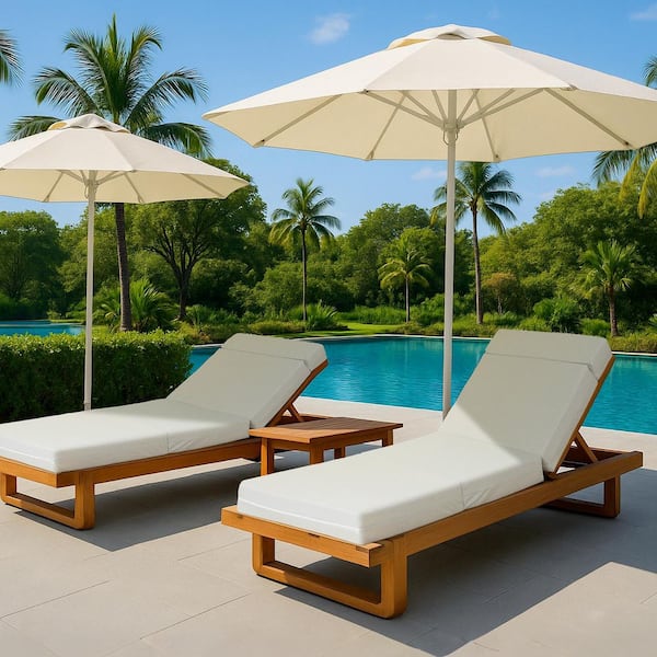 2-Pack Outdoor Chaise Lounge Cushion 72 x 21 x 5 in. Waterproof Outdoor Furniture Cushions with Removable Cover, Beige