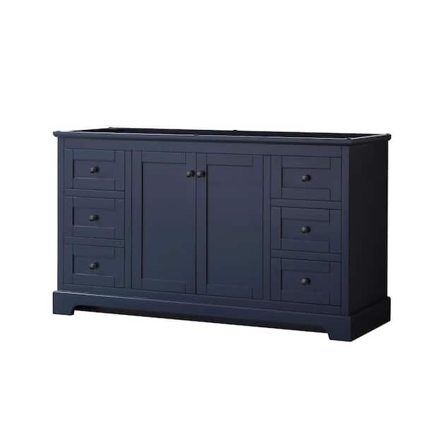 Wyndham Collection Avery 59.25 in. W x 21.75 in. D x 34.25 in. H Single Bath Vanity Cabinet without Top in Dark Blue
