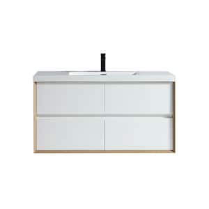Kingdee 47 in. W x 19.6 in. D x 23.6 in. H Bath Vanity in Glossy White with White Acrylic Top