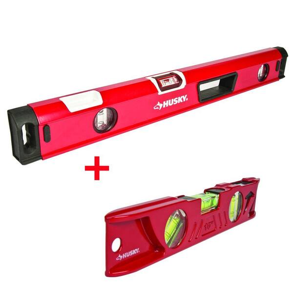 Husky 48 in. Box Level with Optivision plus Free 10 in. Aluminum Magnetic Torpedo Level
