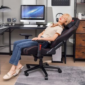 Faux Leather Swivel Ergonomic Gaming Chair in Black with Class-4-Gas Lift 4D Armrest And Adjustable Lumbar Support