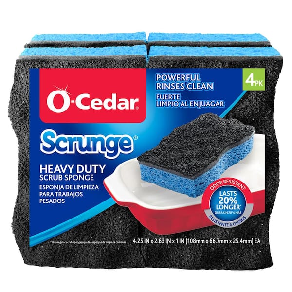 O-Cedar Scrunge Multi-Use (Pack of 6) Non-Scratch, Odor-Resistant  All-Purpose Scrubbing Sponge Safely Cleans All Hard Surfaces in Kitchen and  Bathroom, 6 Count (Pack of 1), Blue