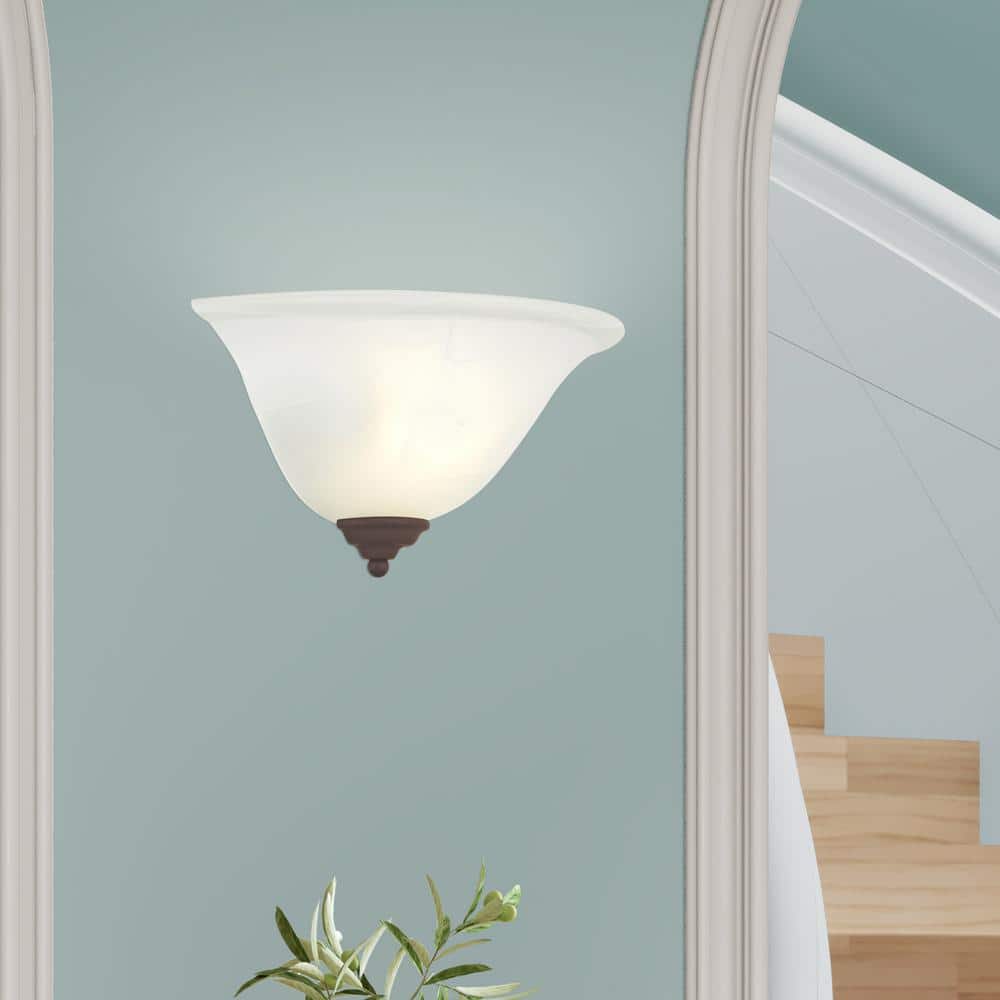 Classic Coronado Dimmable Bronze Sconce with White Alabaster Glass