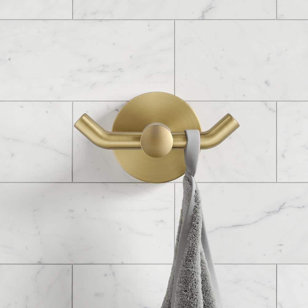 Elie Brushed Gold Double Wall Mounted Robe Hook
