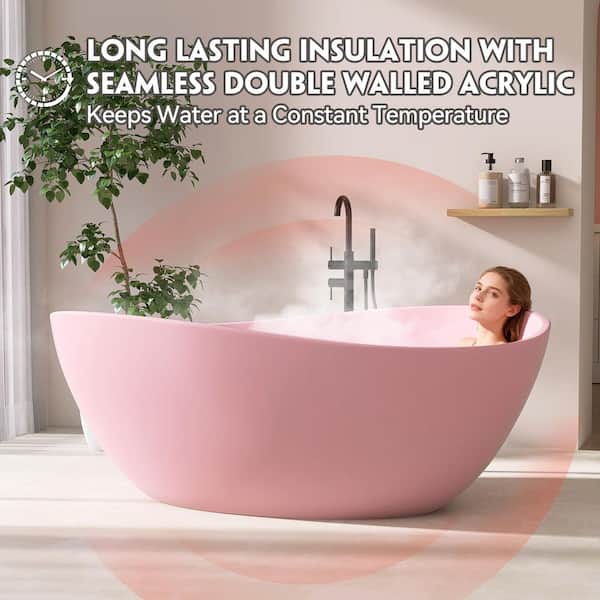 Zeafive 63 in. x 38 in. Acrylic Freestanding Soaking Bathtub