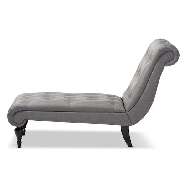 Baxton Studio Layla Traditional Gray Fabric Upholstered Chaise