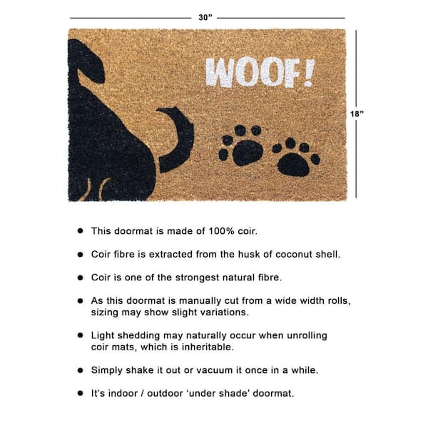 White Woof 18 in. x 30 in. Doormat