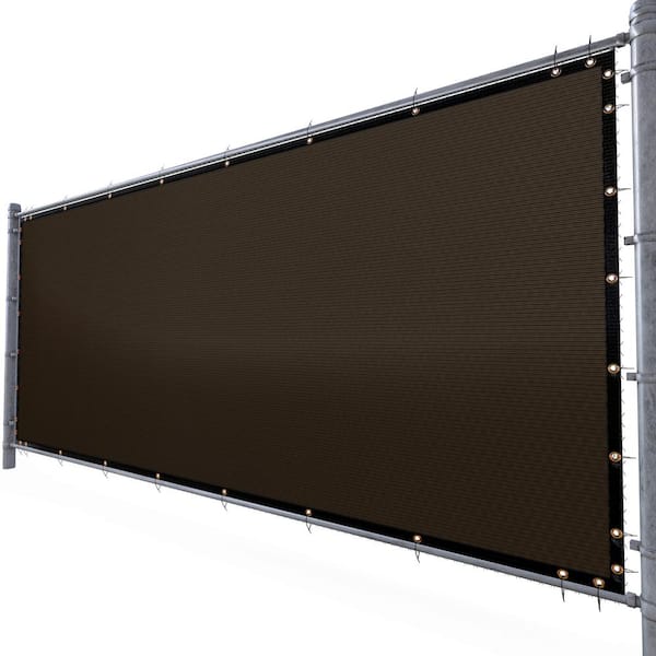 AMGO 8 ft. H x 50 ft. W Brown Fence Outdoor Privacy Screen with Black Edge Bindings and Grommets