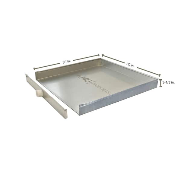 Unbranded 30 in. x 30 in. x 3-1/3 in. 26-Gauge Galvanized Steel Water Heater Pan with Removable Front