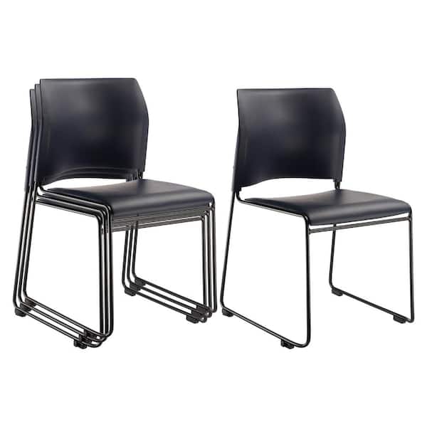 National Public Seating Blue Plush Upholstered Vinyl Seat Stack Chair (4-Pack)