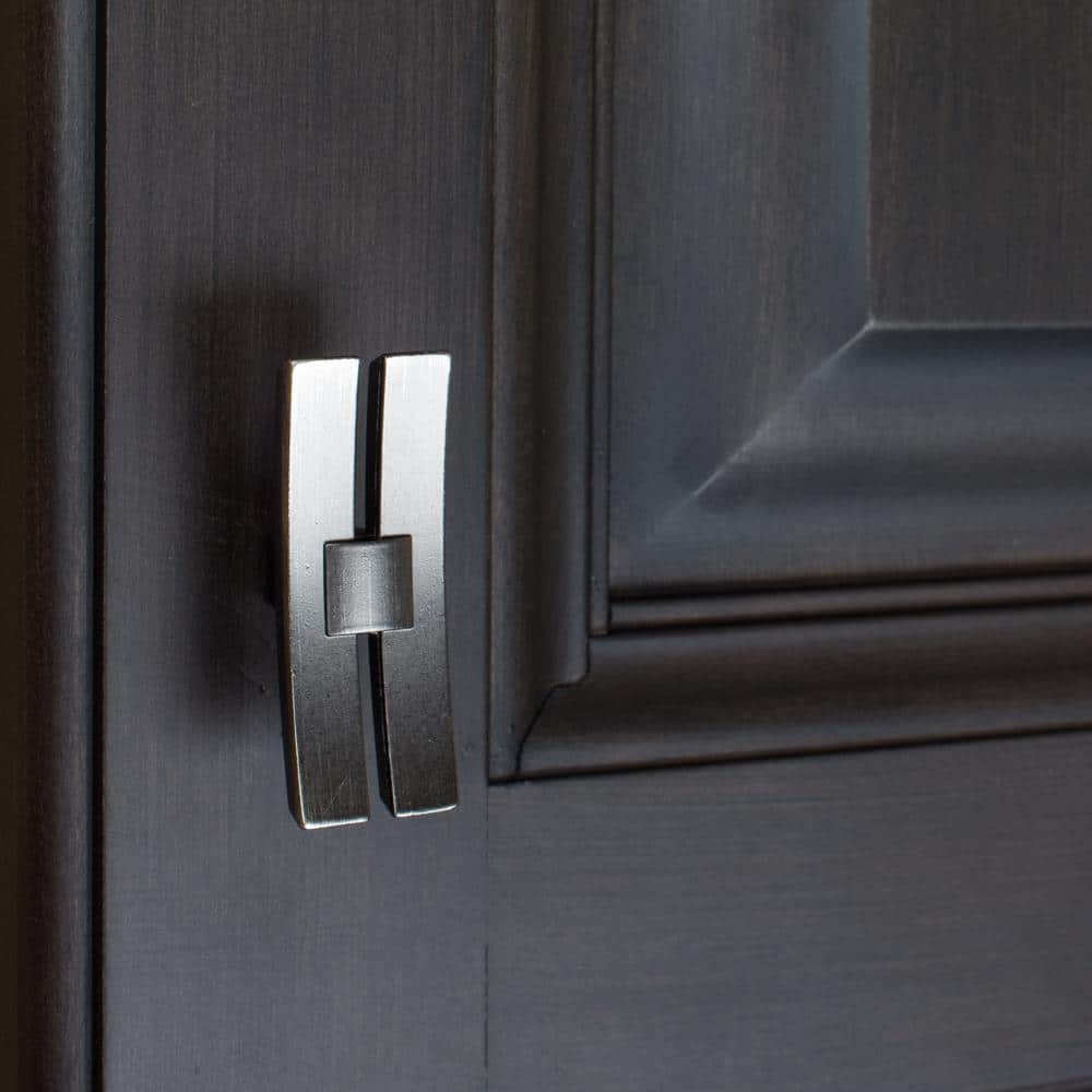 Brushed Pewter Dual Bar Cabinet Knob Set with Mounting Hardware