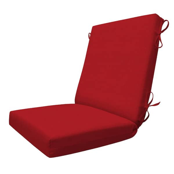 Honeycomb Outdoor Highback Dining Chair Cushion Textured Solid Scarlet Red
