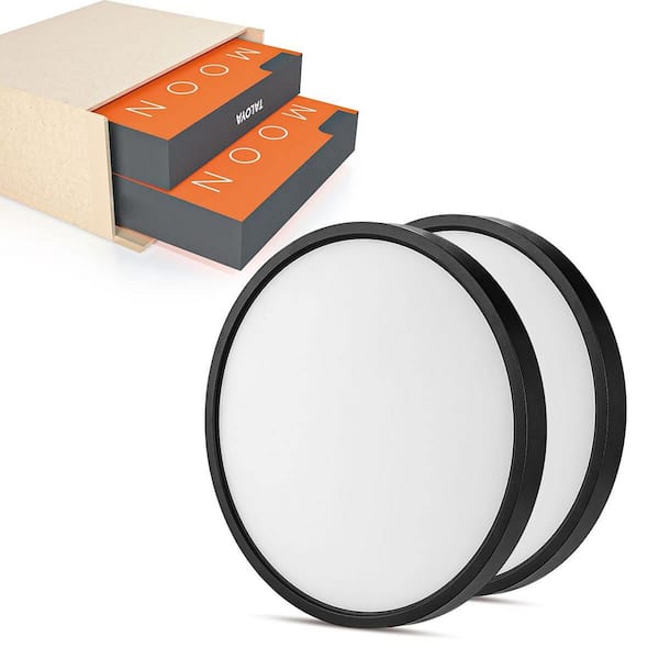 Unbranded 12 in. Black Integrated LED Ceiling Light Fixture Flush Mount for Closet Porch (2-Pack)