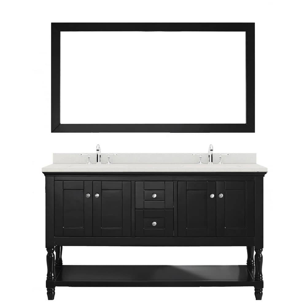 Virtu USA Julianna 60 in. Double Bath Vanity in Espresso with Dazzle