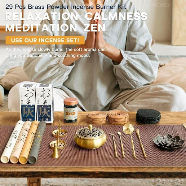 Afoxsos 29-Piece Brass Incense Burner Kit with Accessories for