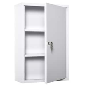 15.75 in. W x 7 in. D x 23.5 in. H Lockable Bathroom Storage Wall Cabinet in White with 2 Keys