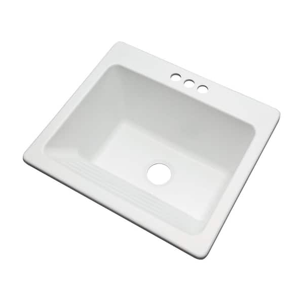 Thermocast Kensington Drop-In Acrylic 25 in. 3-Hole Single Bowl Utility Sink in White