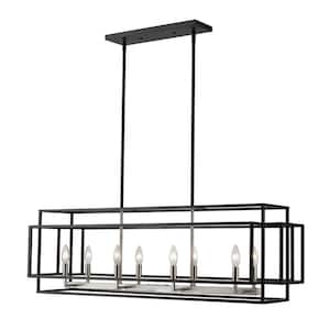 Titania 8-Light Black Plus Brushed Nickel Chandelier with No Shade