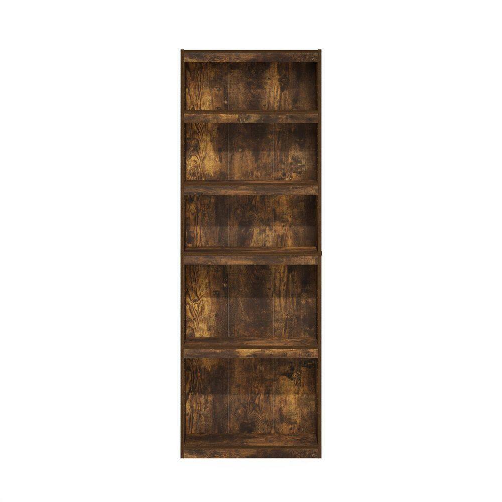 Amber Pine Adjustable 5-Tier Wooden Bookshelf