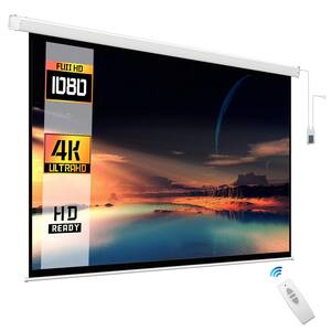 100 in. Electric Projection Screen with White Frame