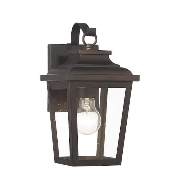 the great outdoors by Minka Lavery Irvington Manor 12 in. Chelesa Bronze Indoor/Outdoor Hardwired Wall Lantern Sconce with No Bulbs Included