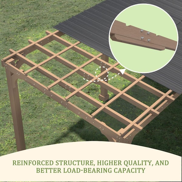 20 ft. W x 10 ft. D Cedar Wood Grill Gazebo Outdoor with Steel Roof