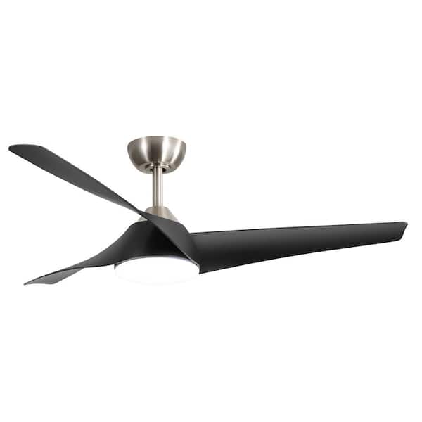 Breezary Hector III 52 in. Indoor Satin Nickel Ceiling Fan with Integrated LED Light, Propeller Blades and Remote Included