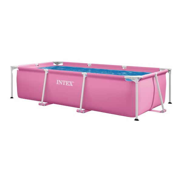 8.5' Rectangle Frame 26 in. Above Ground Outdoor Swimming Pool, Pink