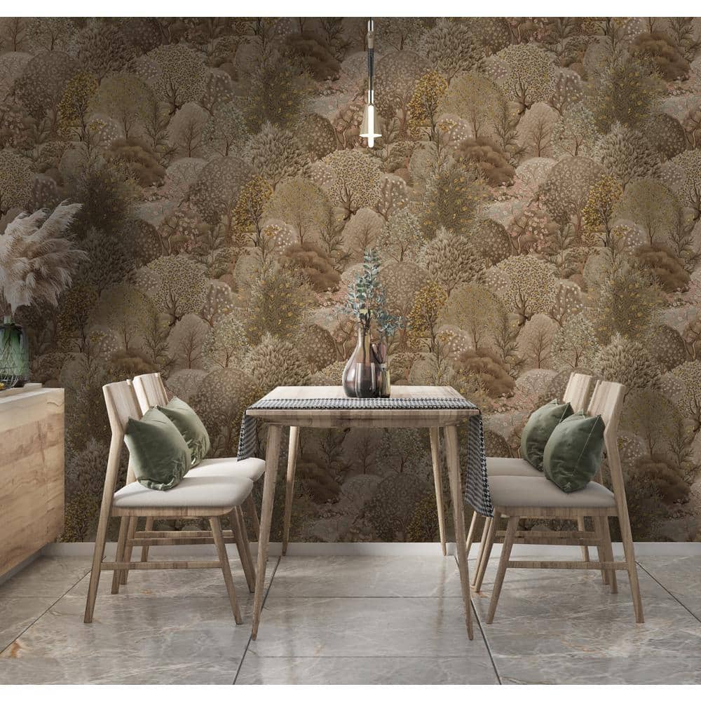 Enchanted Brown Textured Landscape Wallpaper Double Roll